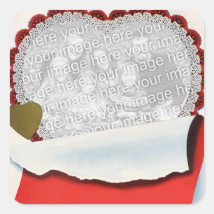 Vintage Valentinstag Frischvermählte Liebe und Rom Quadratischer Aufkleber