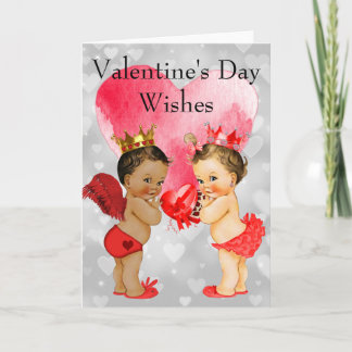 Vintage Valentinstag für afroamerikanische Babys Feiertagskarte