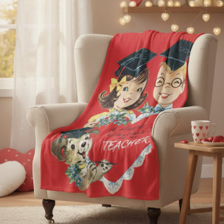 Vintage "Valentinstag für meinen Lehrer" Retro-Abs Fleecedecke