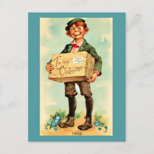 Vintage-Valentinstag für sie, Vintage-Jungenbild v Feiertagspostkarte