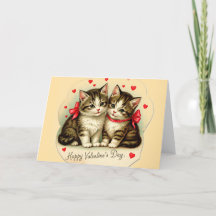 Vintage Valentinstag-Kätzchen Leere Grußkarte