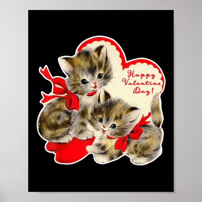 Vintage Valentinstag Katze Kätzchen Retro Val Poster (Vorne)