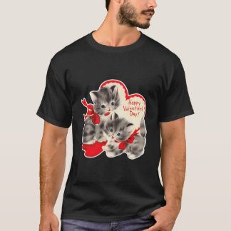 Vintage Valentinstag Katze Kätzchen Retro Val T-Shirt
