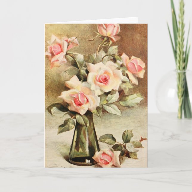 Vintage Valentinstag Liebe Romantische Rosen Feiertagskarte (Vorderseite)