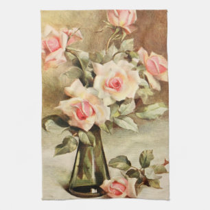 Vintage Valentinstag Liebe Romantische Rosen Geschirrtuch