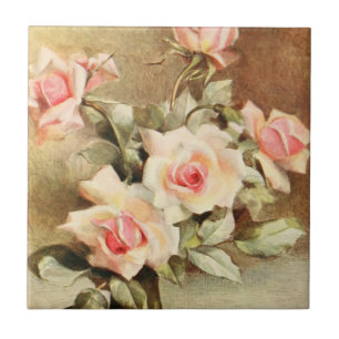 Vintage Valentinstag Liebesromanze rosa Rosen Fliese