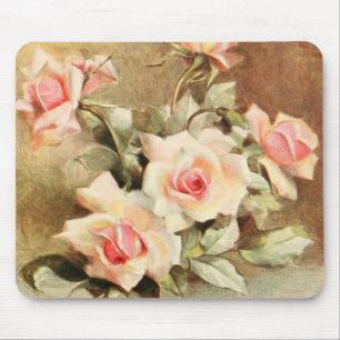 Vintage Valentinstag Liebesromanze rosa Rosen Mousepad