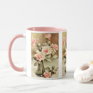 Vintage Valentinstag Liebesromanze rosa Rosen Tasse