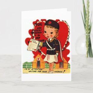 Vintage Valentinstag - Militär - Ich bin in Habach Feiertagskarte