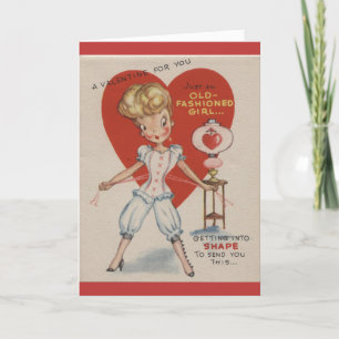 Vintage Valentinstag - Nur ein Mädchen mit altmodi Feiertagskarte