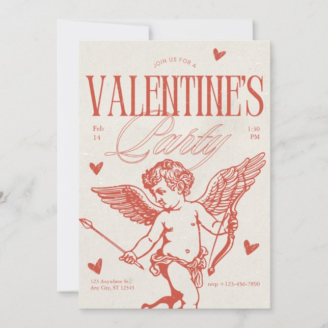 Vintage Valentinstag-Party-Karte Feiertagskarte (Vorderseite)