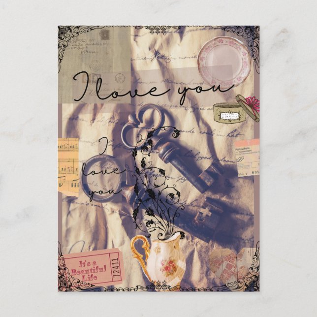 Vintage Valentinstag  Postkarte (Vorderseite)