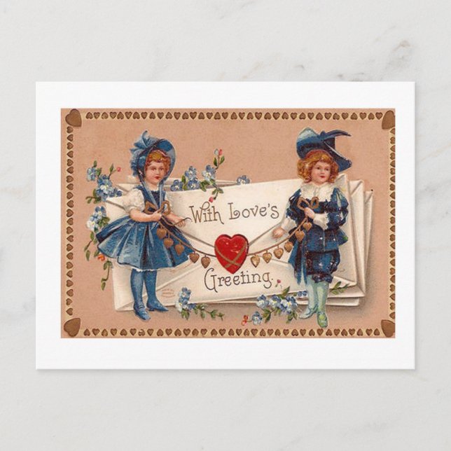Vintage Valentinstag Postkarte , altmodisch (Vorderseite)