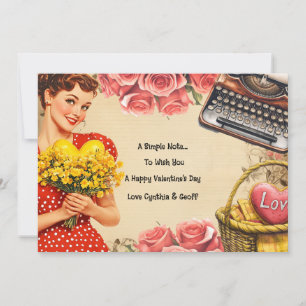 Vintage Valentinstag Retro Flach Feiertagskarte