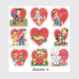 Vintage Valentinstag, Retro Liebe und Romantik Aufkleber