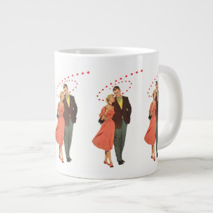 Vintage Valentinstag, Romantische schwebende Herze Jumbo-Tasse