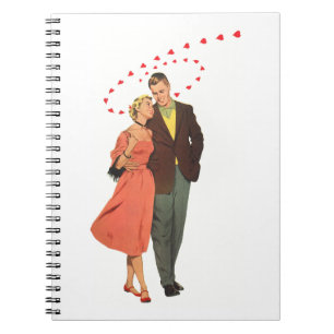 Vintage Valentinstag, romantische schwebende Herze Notizblock