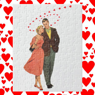 Vintage Valentinstag, romantische schwebende Herze Puzzle