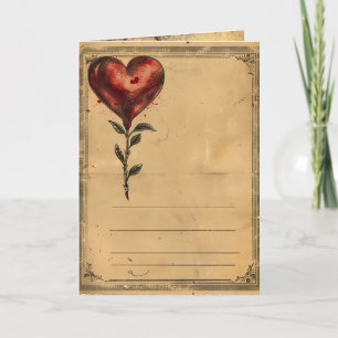 Vintage Valentinstag Rose Herz Feiertagskarte