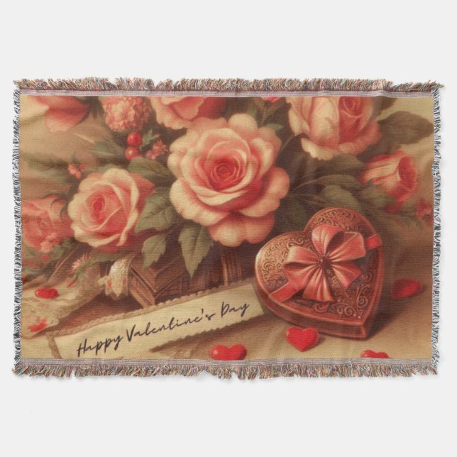 Vintage Valentinstag Schokolade und Blume Decke (Vorderseite)