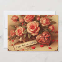 Vintage Valentinstag Schokolade und Blume