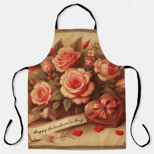 Vintage Valentinstag Schokolade und Blume Schürze