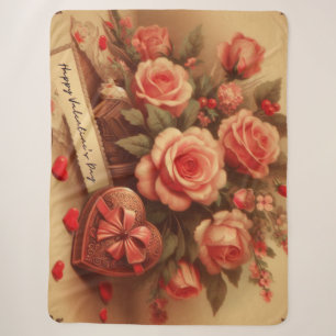 Vintage Valentinstag Schokolade und Blume Sherpadecke