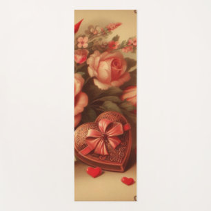 Vintage Valentinstag Schokolade und Blume Yogamatte