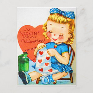 Vintage-Valentinstag-Stricken Feiertagspostkarte