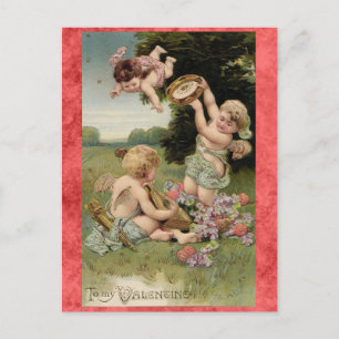 Vintage Valentinstag Süße viktorianische Cherubs Postkarte