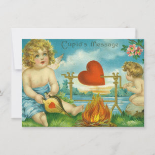 vintage valentinstag süßer cupid cherub herz feiertagskarte
