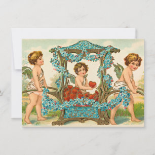 vintage valentinstag süßer cupid cherub herz feiertagskarte