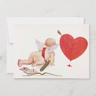 vintage valentinstag süßes herz cherub cupido feiertagskarte