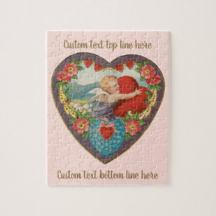 Vintage Valentinstag, viktorianische Cherub-Herzen Puzzle