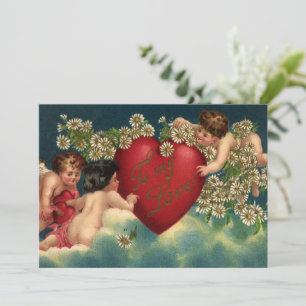 Vintage Valentinstag viktorianische Cherubim im Hi Feiertagskarte