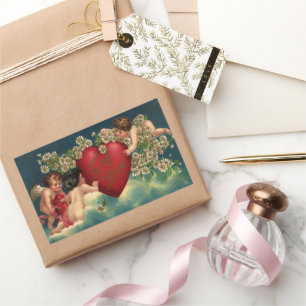 Vintage Valentinstag viktorianische Cherubim im Hi Rechteckiger Aufkleber