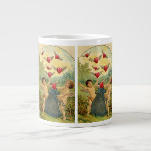 Vintage Valentinstag, viktorianische Cherubs Herze Jumbo-Tasse