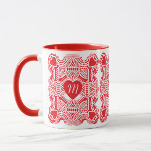 Vintage Valentinstag, viktorianische Herzen Stanzf Tasse