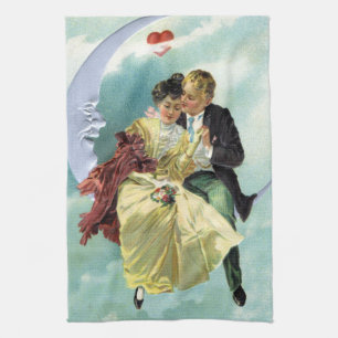 Vintage Valentinstag viktorianische Liebe und Roma Geschirrtuch