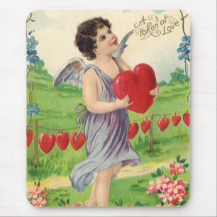 Vintage Valentinstag, viktorianischer Engel mit He Mousepad