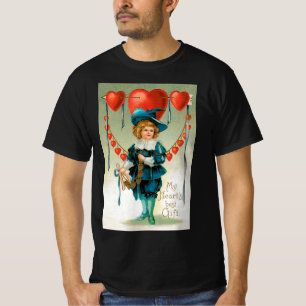 Vintage Valentinstag, viktorianischer Junge mit He T-Shirt
