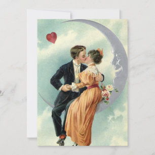 Vintage Valentinstag viktorianischer Kuss auf dem Einladung