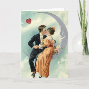 Vintage Valentinstag viktorianischer Kuss auf dem Feiertagskarte