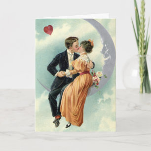 Vintage Valentinstag viktorianischer Kuss auf dem Feiertagskarte