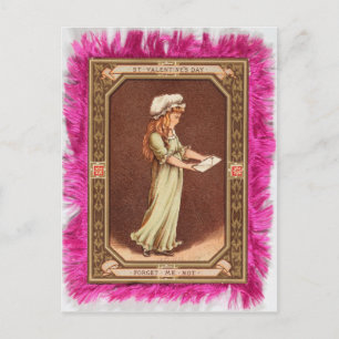 Vintage Valentinstag viktorianisches Mädchen Rosa Postkarte