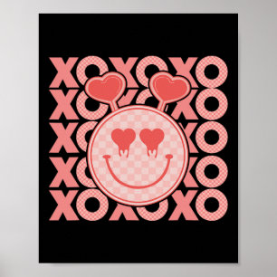 Vintage Valentinstag Xoxo Herzen Glückliches Gesic Poster
