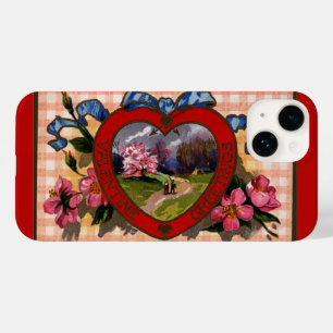 Vintage Valentinstagsgrüße Herz und Blumen Case-Mate iPhone 14 Hülle