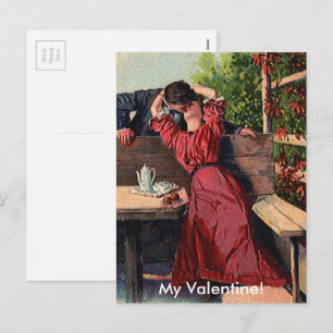 Vintage-Valentinstagskarte küssendes Paar Feiertagspostkarte