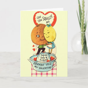 Vintage Valentinstagskarte mit Orange und Zitrone Feiertagskarte