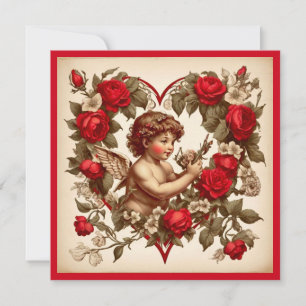 Vintage-Valentinstagskunst Liebescupido Dankeskarte